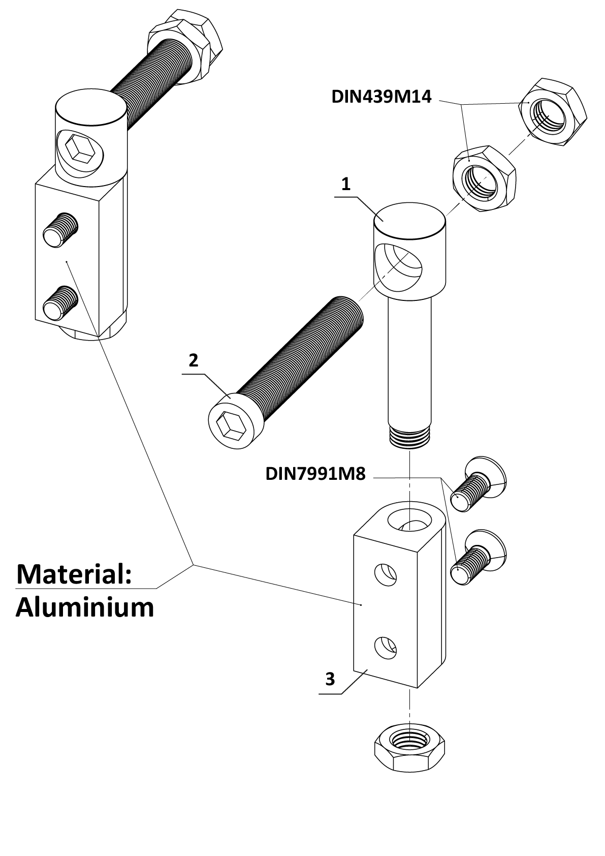 Nastavitelný závěs k přišroubování, nerez/hliník