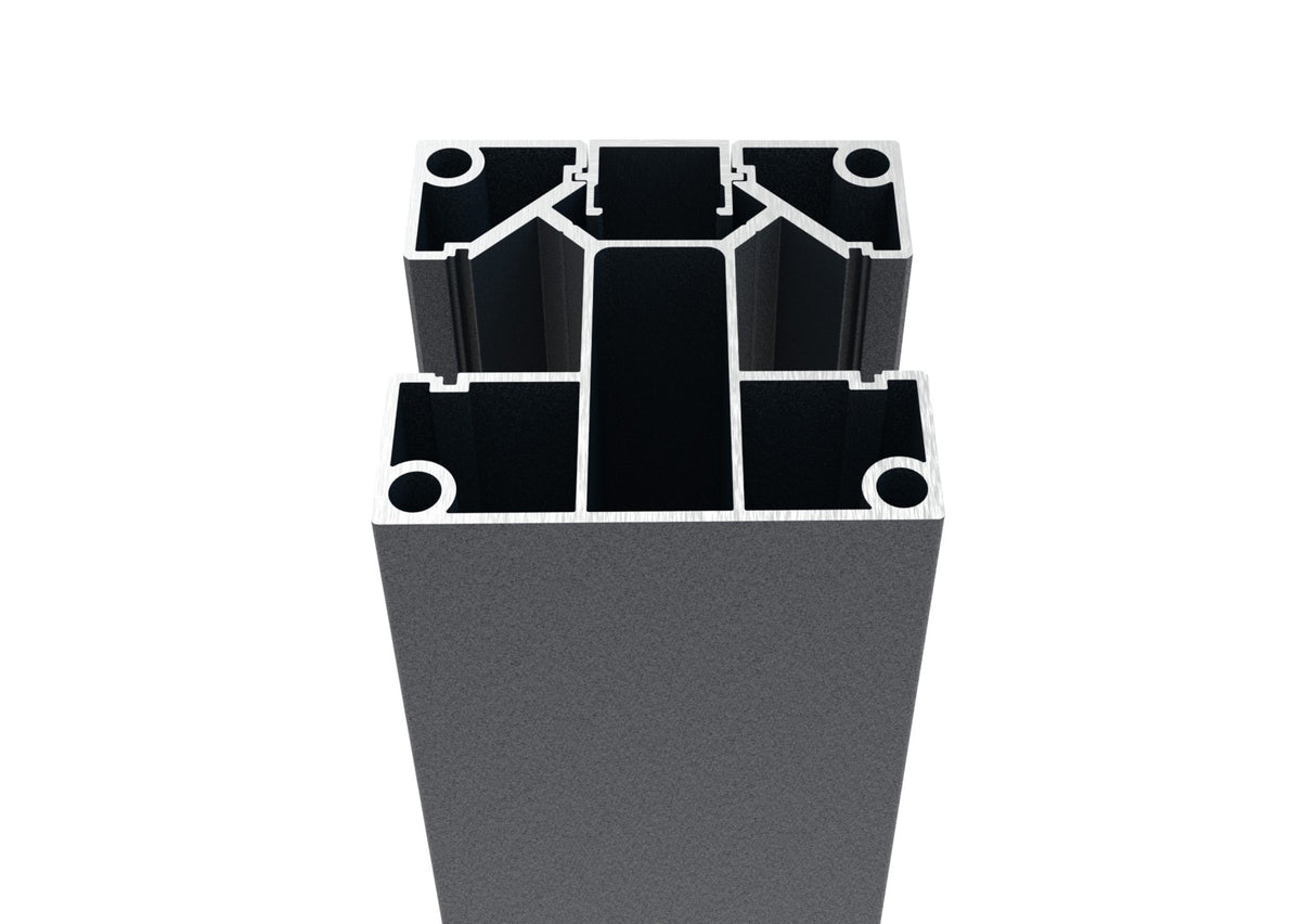 Set of aluminum fence post 70 × 70 mm – 2.0 m – Anthracite RAL 7016 – for fillings 20 mm wide