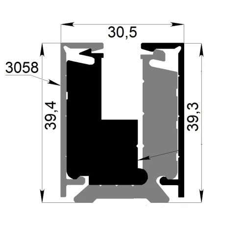 Svěrný al profil-3m s krycí lištou H40