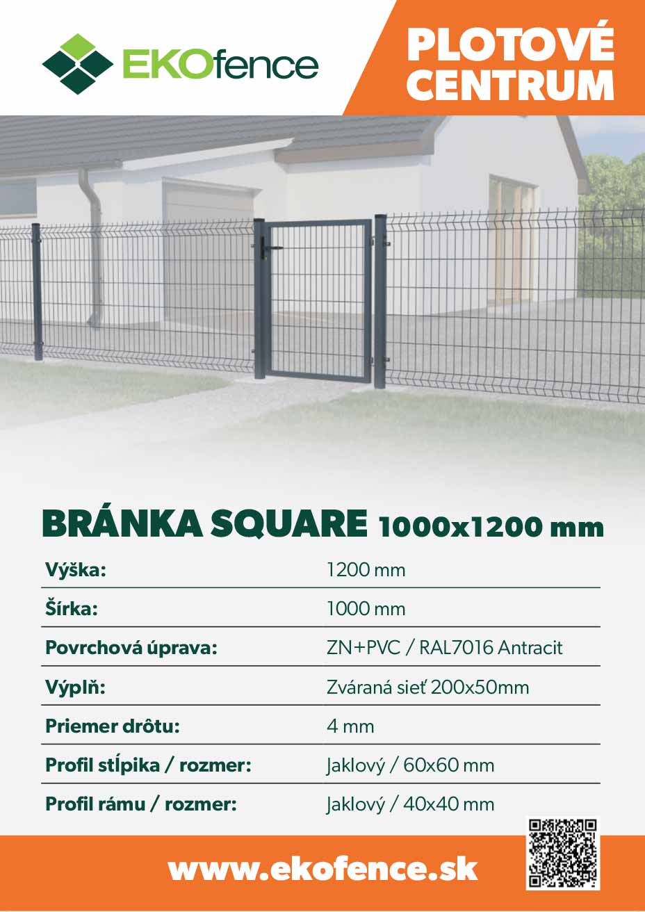 Branka 1Kř. SQUARE ZnPVC RAL 7016 1000x1200mm