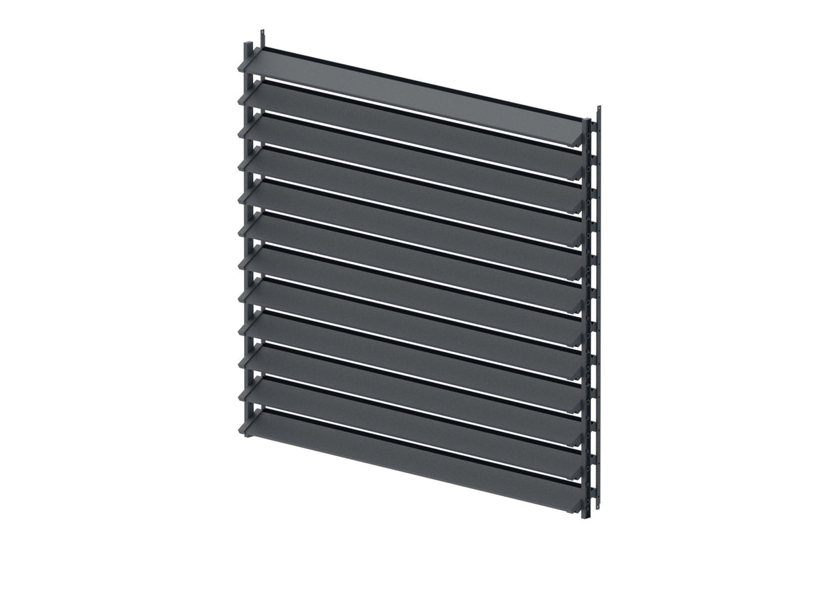 Set Antracitový hliníkový horizontální naklápěcí systém 1,09m s AL 1,2m Antracitovou výplní 20x95mm