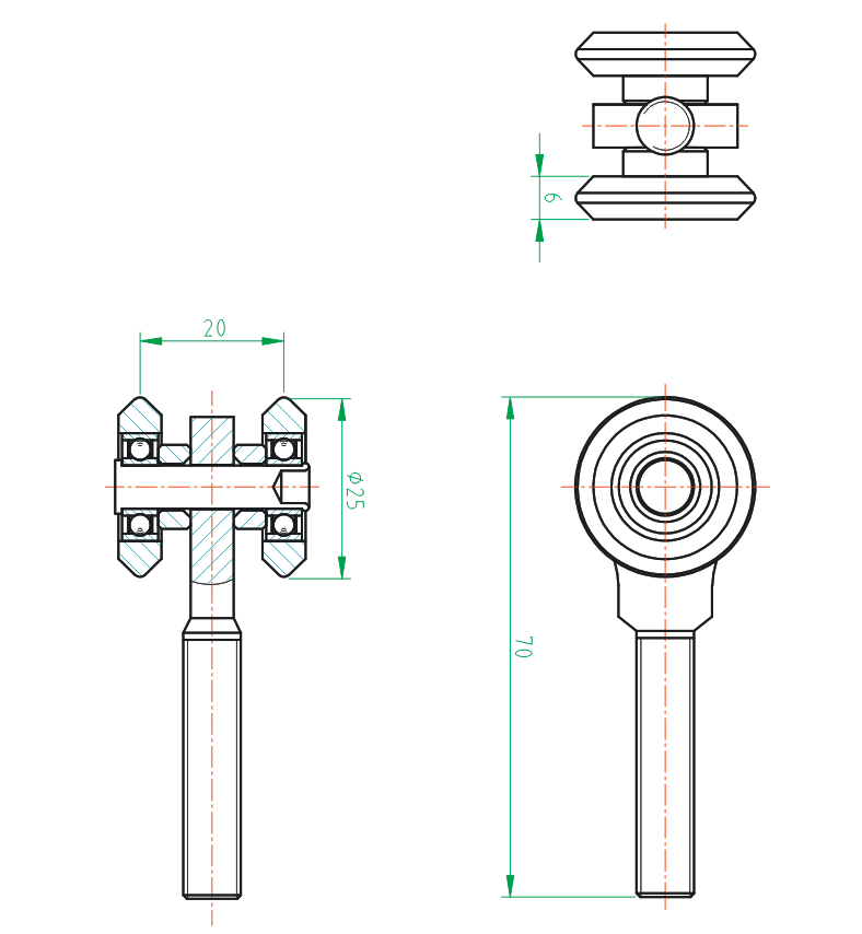 Pojezdový vozík Zn, profile 33x34mm