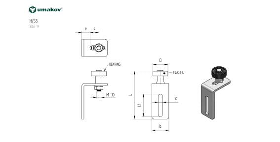 Koliesko nylonové s konzolou H115mm, B40mm, d=35mm