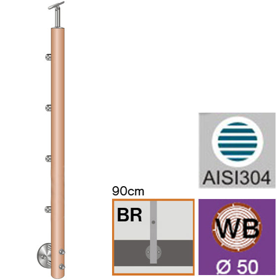 Sloupek BUK (BEECH) D50mm, 4xd12mm, H900, BK-rov