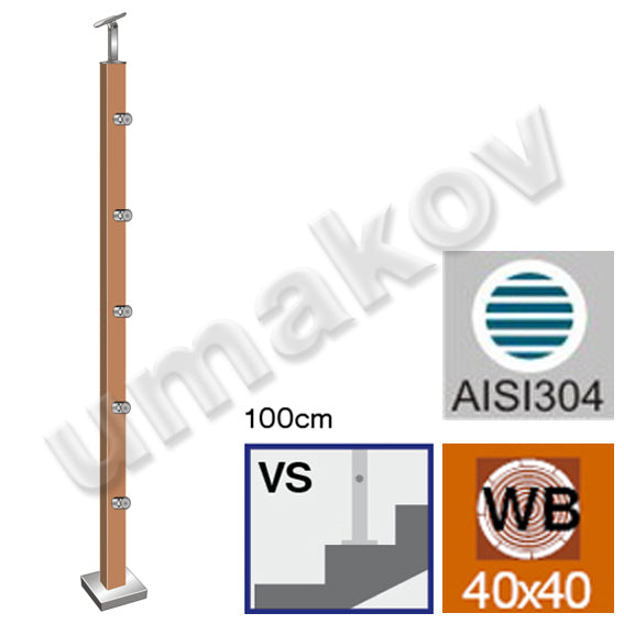 Sloupek BUK (BEECH) JP 40x40, H1000,VK-Schodisko