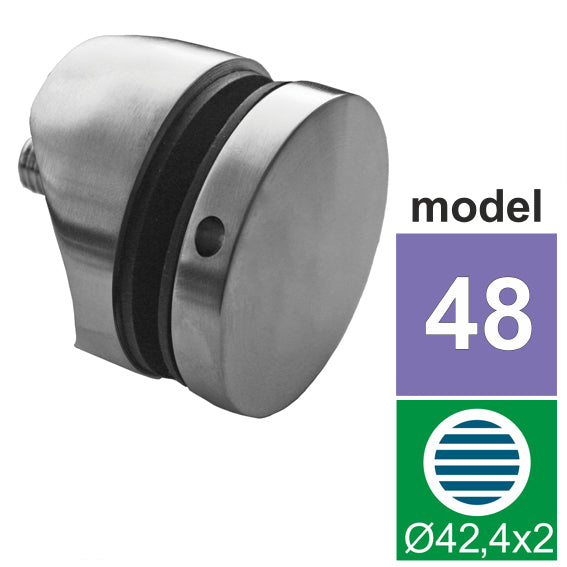 Kruhový držák výplně skla model 48 AISI304, D42,4x