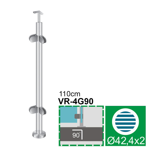 Sloupek nerezový ,VK-rovné AISI304, D42,4x2/4xmode