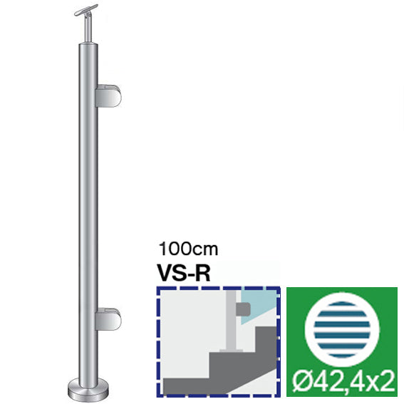 Sloupek nerezový D42,4/2x držák,v=100cm,VK-schod