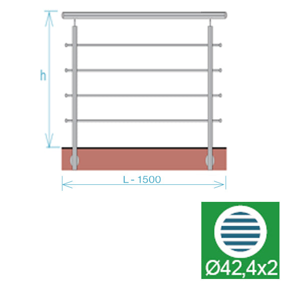 Nerezové zábradlí, AISI304, 1500x900mm, BR