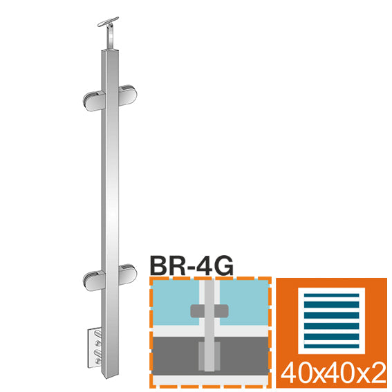 Nerezový sloupek, BK-rovné AISI304, 40x40x2/4xmode