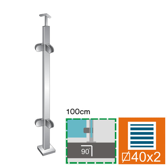 Sloupek AISI304, 40x40x2/4xmodel22/H1000mm