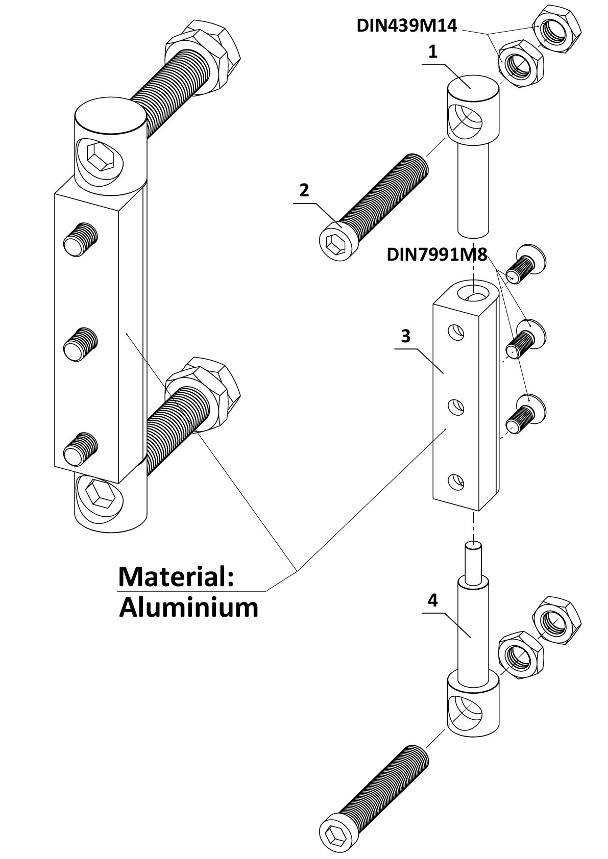 Nastavitelný závěs k přišroubování, nerez/hliník