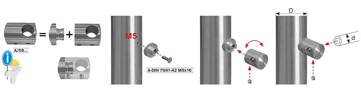 Držák výplně AISI304, d12/D42,4x2mm
