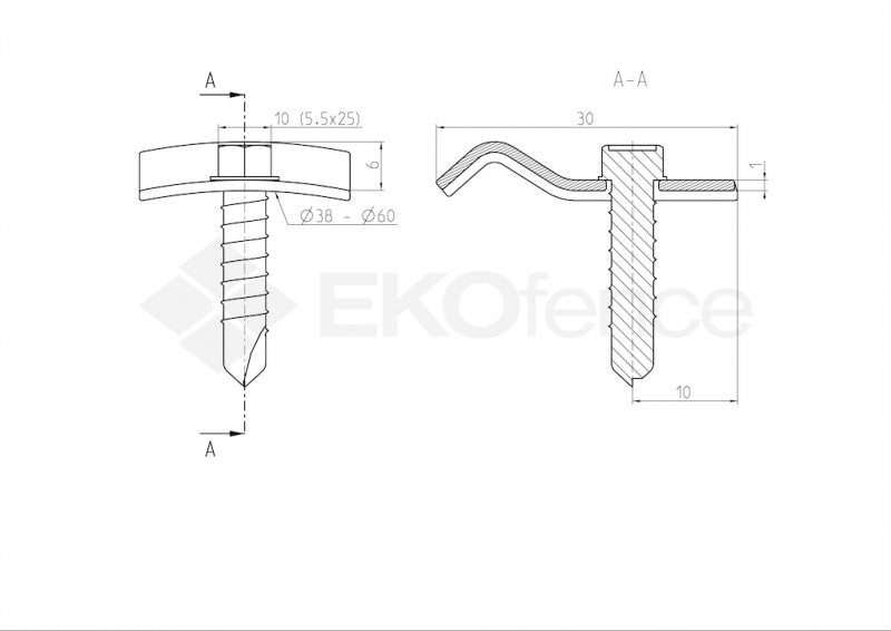 Příchytka nap. drátu se šroubem ZnPVC RAL6005