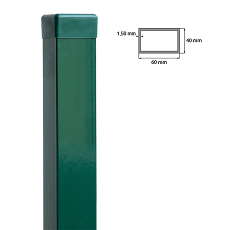 Pozinkovaný sloupek 60x40mm s PVC čepičkou, 1800mm - Zelená RAL 6005