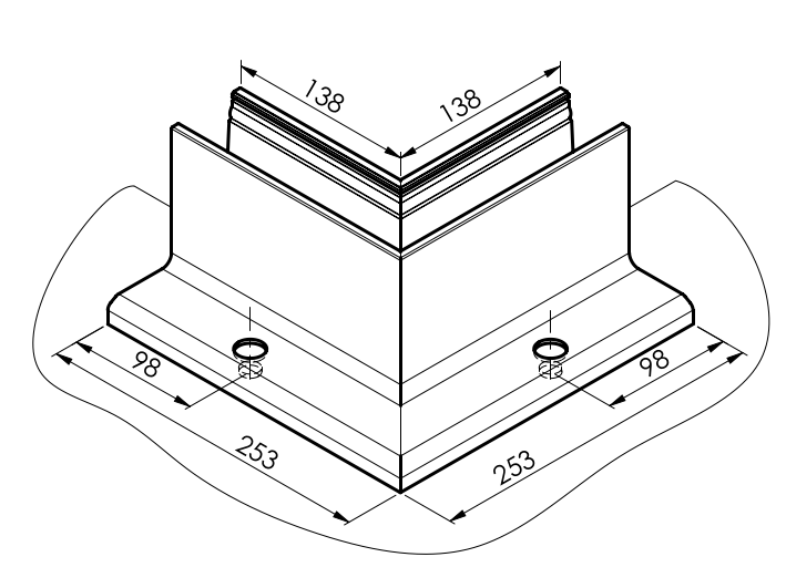 Kotvění vrchní - sklo hliník AL/ELOX/Satin
