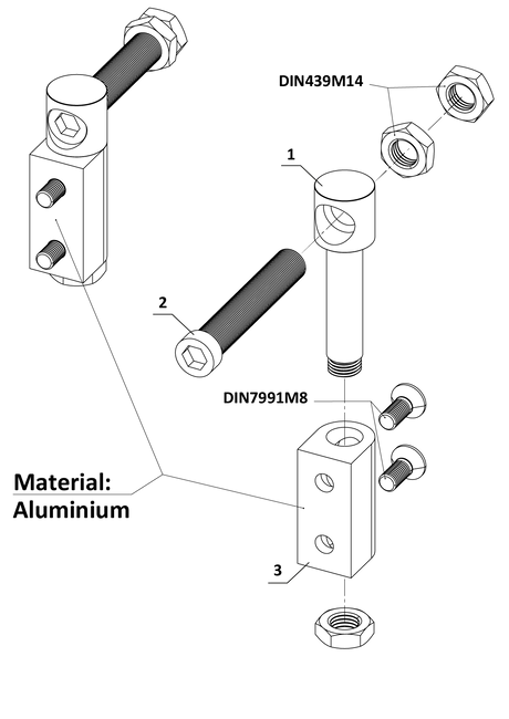 Nastavitelný závěs k přišroubování, nerez/hliník