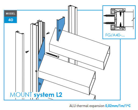 Click-lock distanční krycí lišta pro U-adaptér, 41 x 09 - 30mm - Antracit R7016, šikmá s překrytím 5 mm - SADA