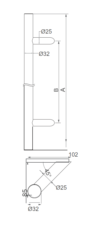 Madlo - broušený nerez AISI304, BLACK