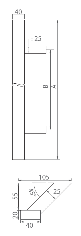 Madlo - broušený nerez AISI304, BLACK