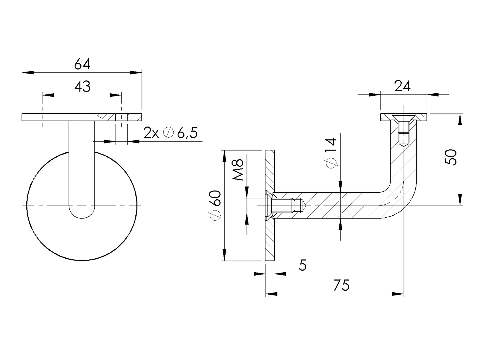 Držák madla na zeď