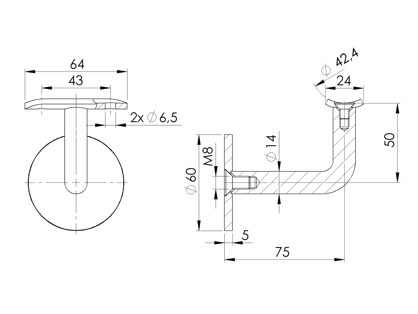 Držák madla na zeď