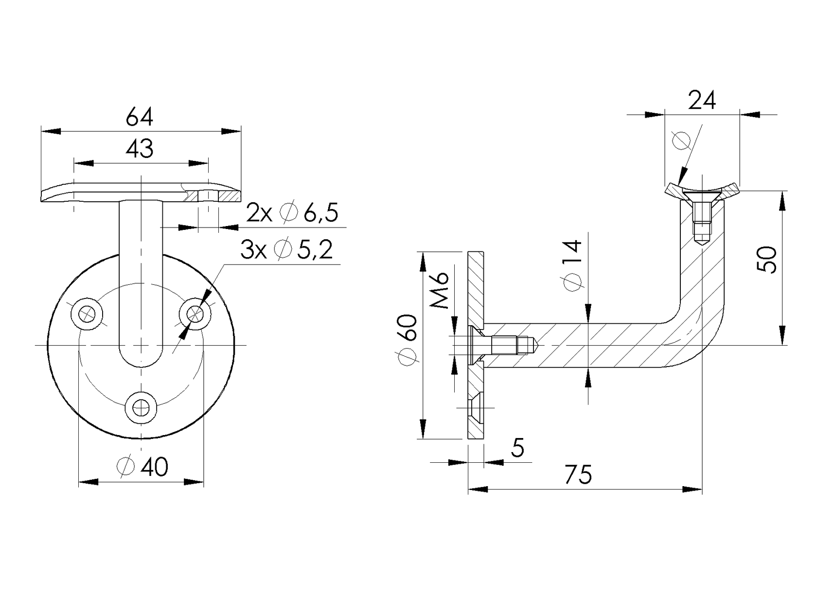Držák madla na zeď