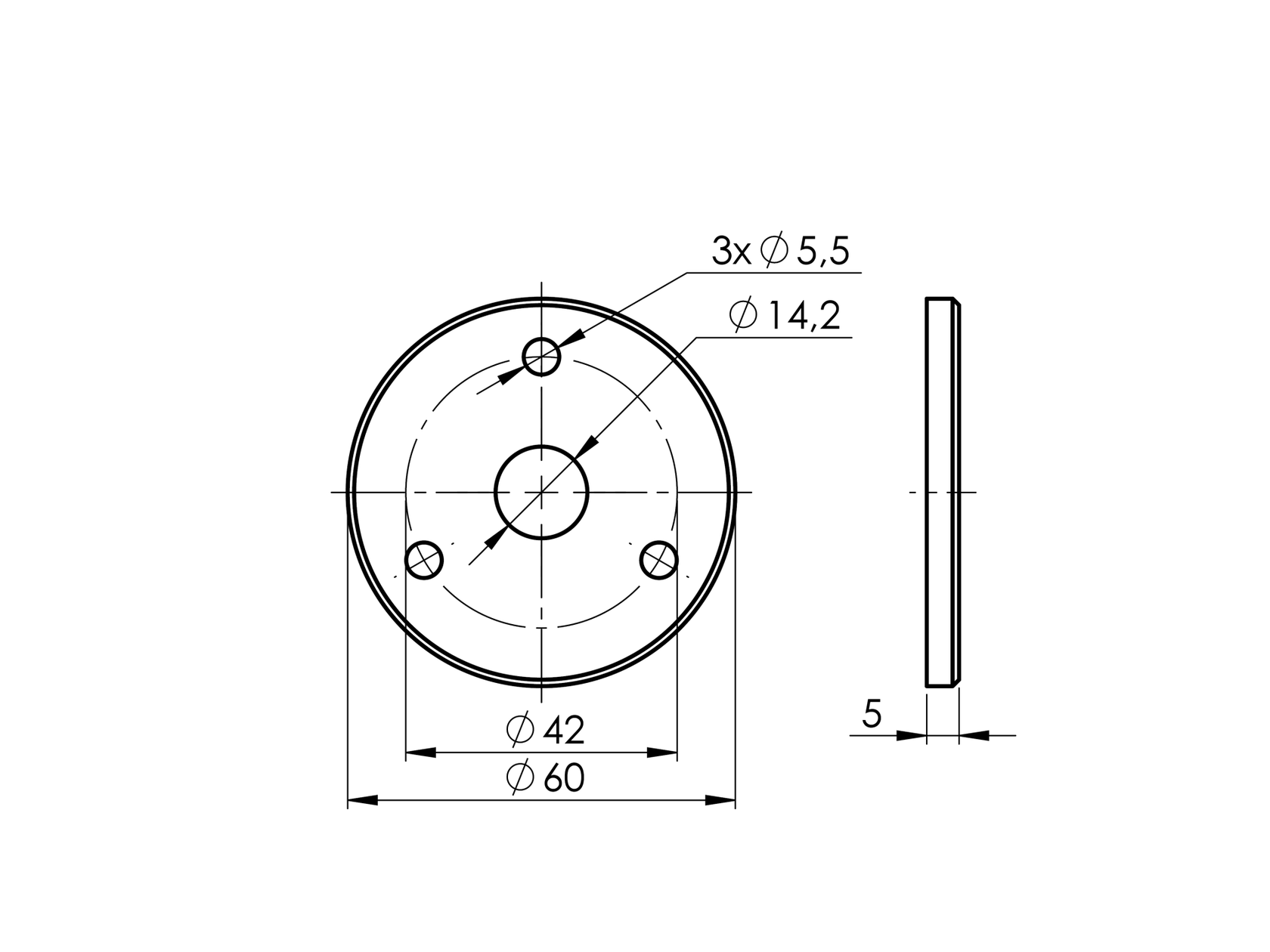 Držák madla na stěnu-příruba