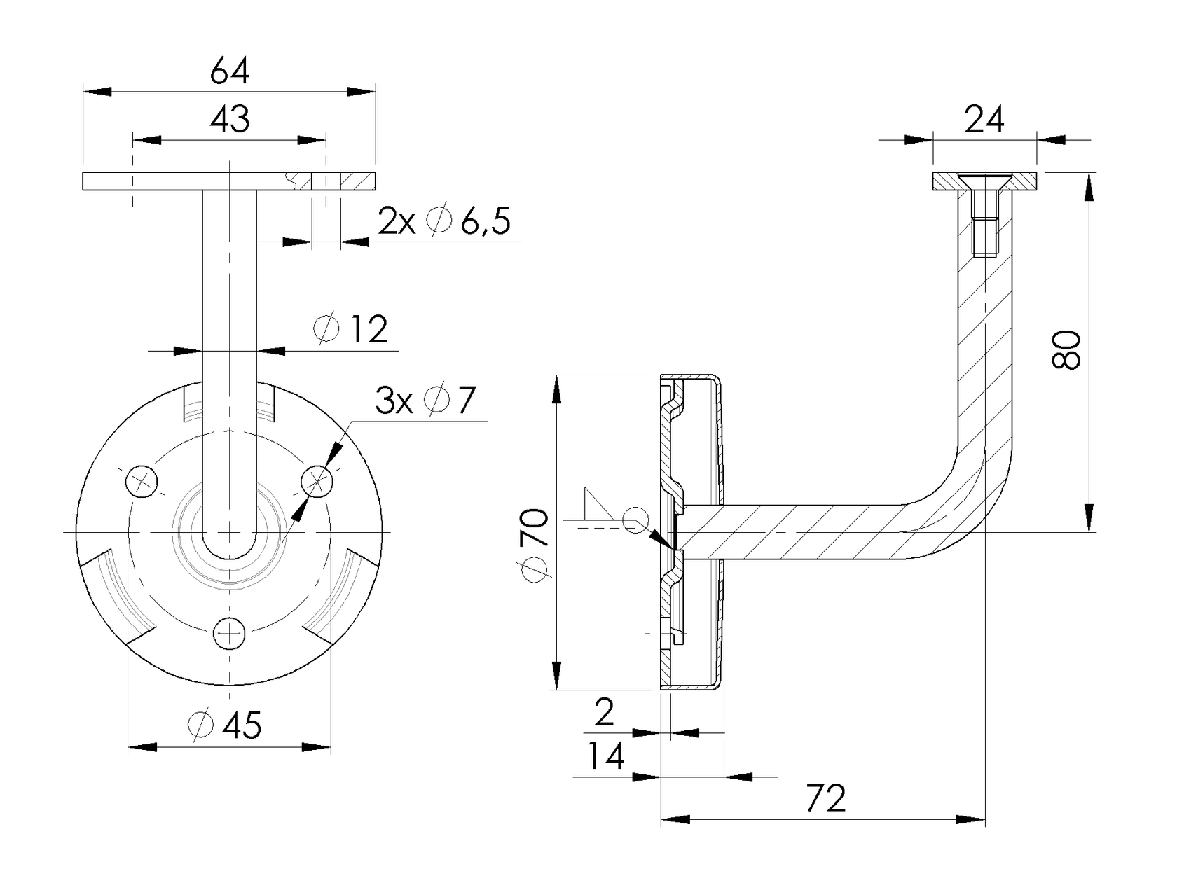 Držák madla na zeď