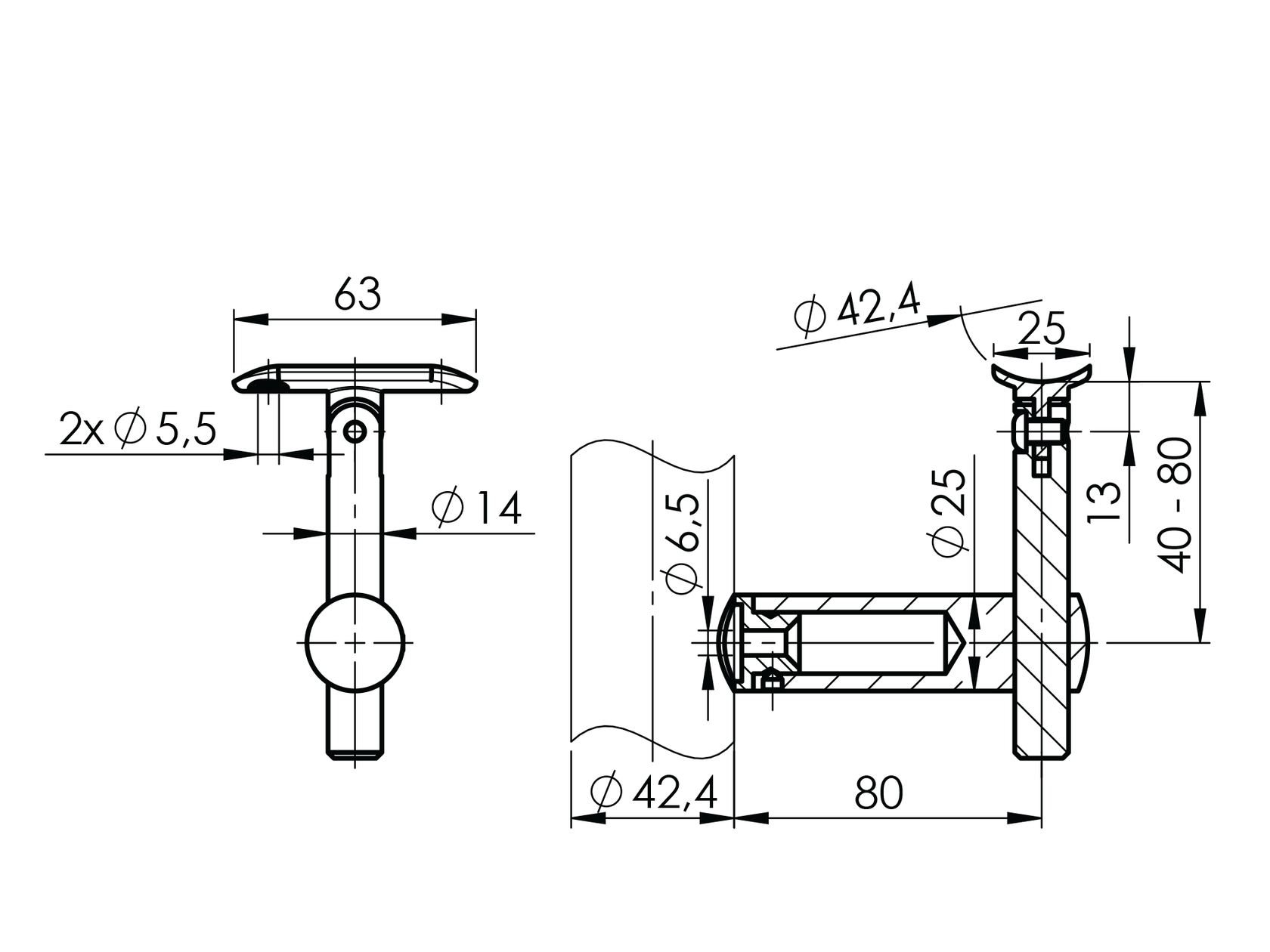 Držák madla mimoosový