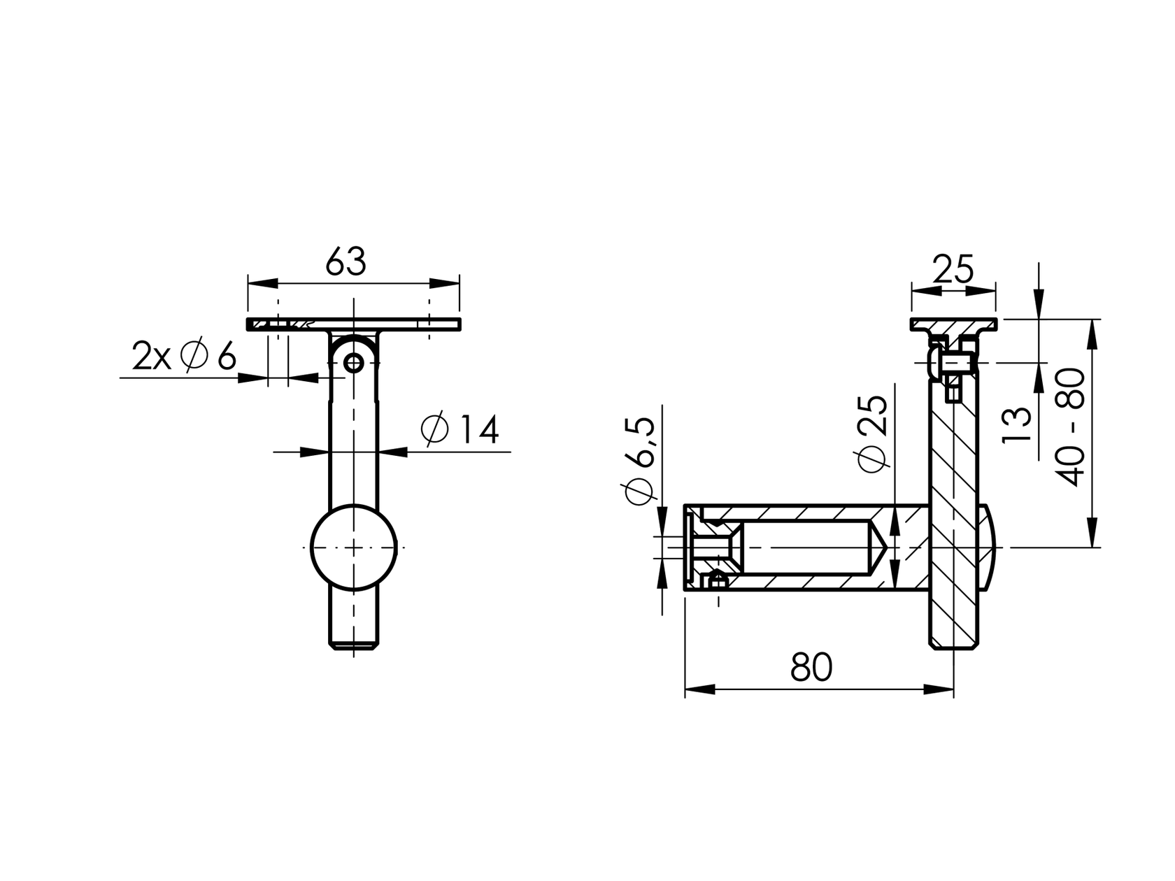 Držák madla JP výstředná