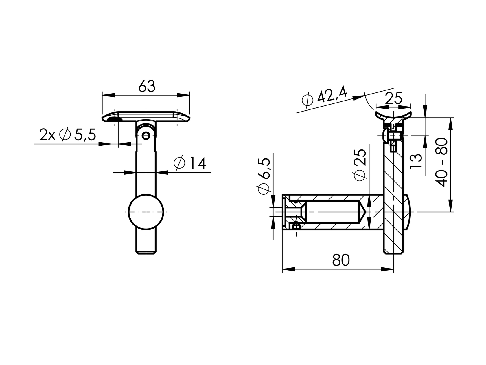 Držák madla mimoosový