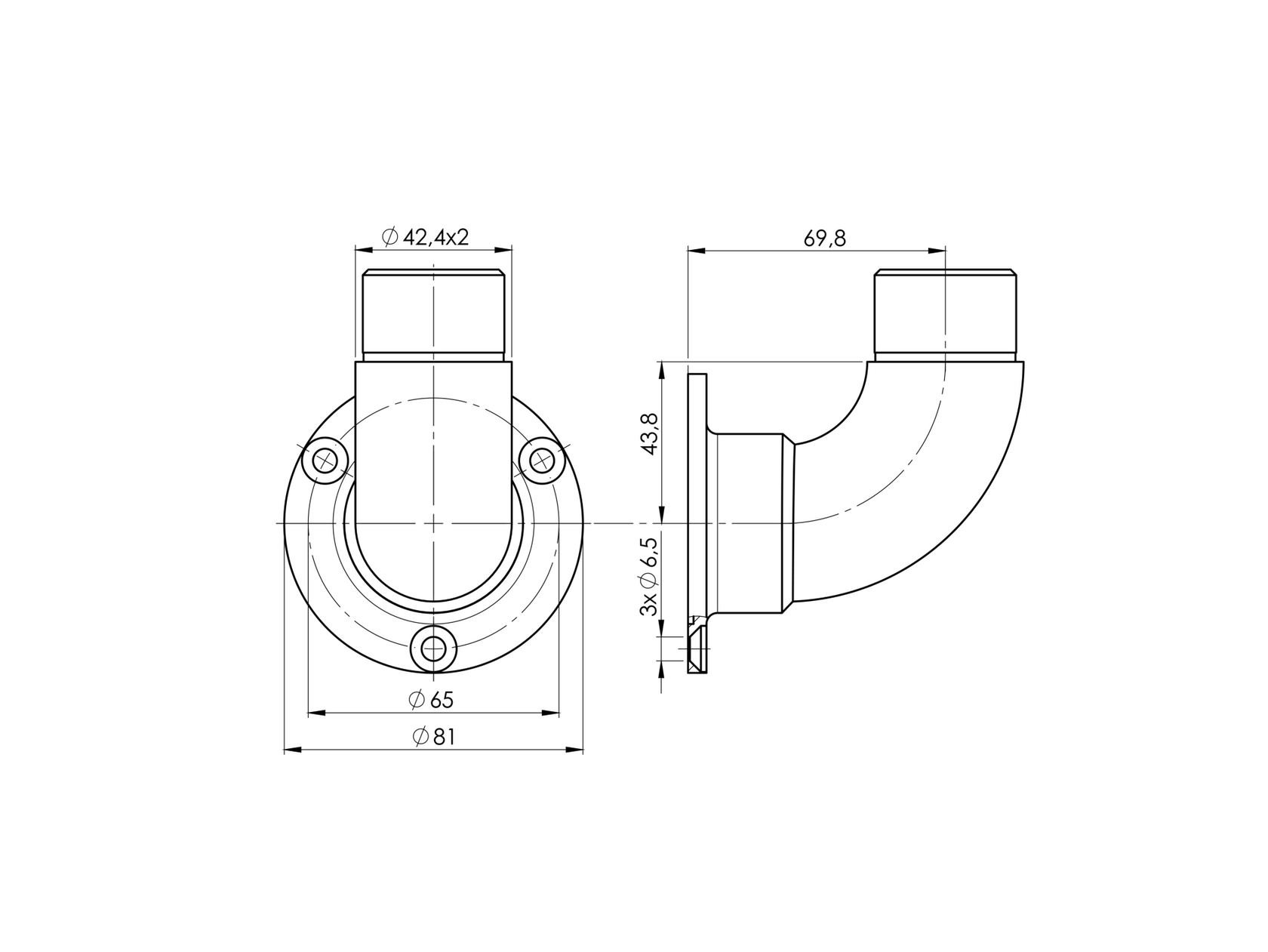 Držák madla - kotvení na zeď