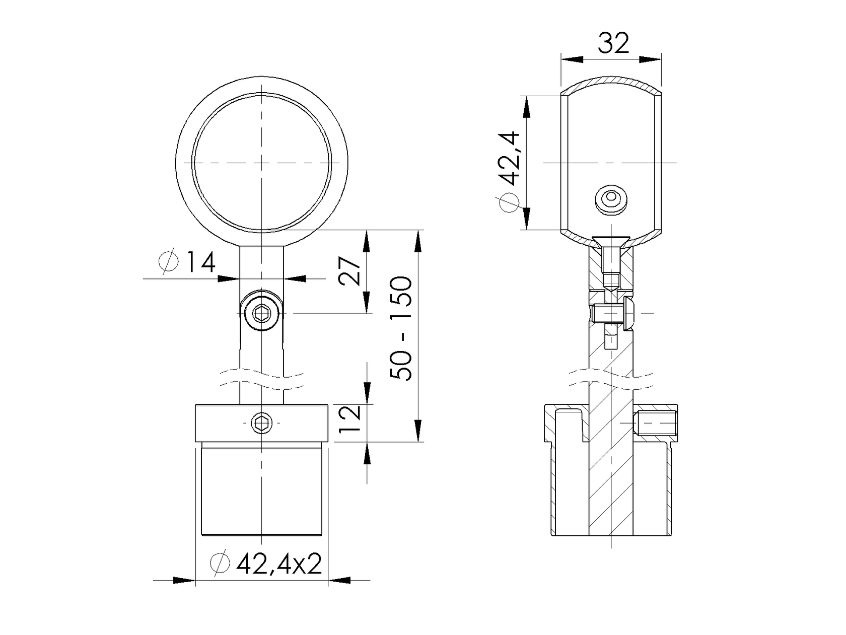 Držák madla na sloupek - kruhový