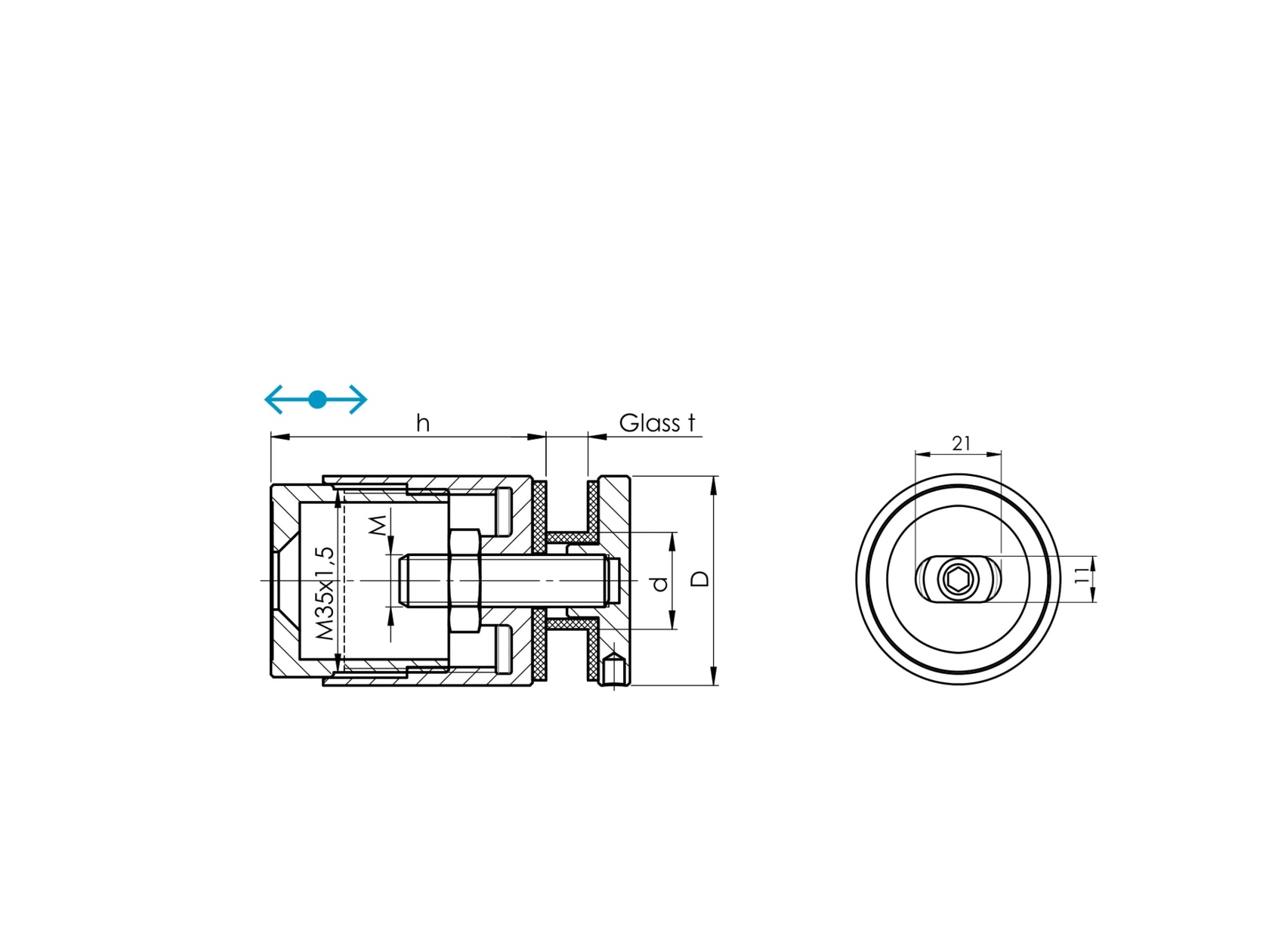 Podpěra skleněné výplně