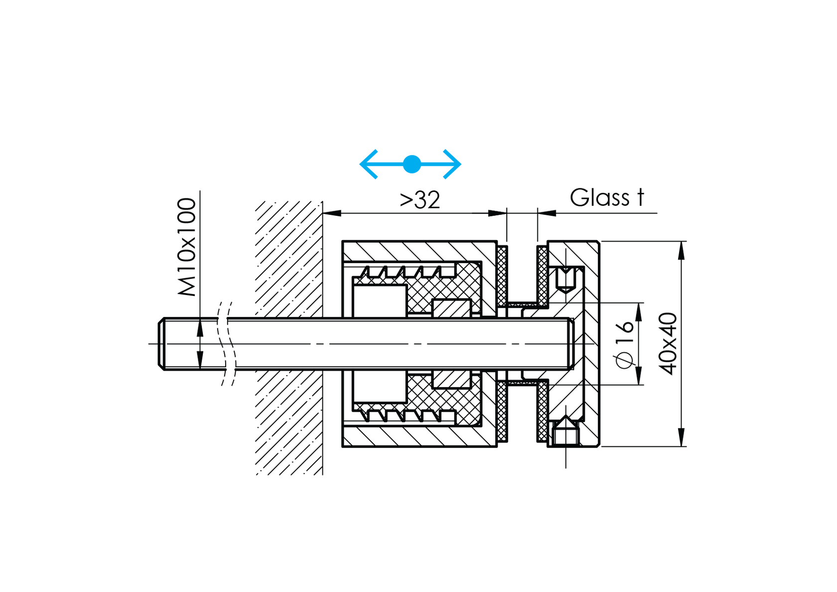 Podpěra skleněné výplně