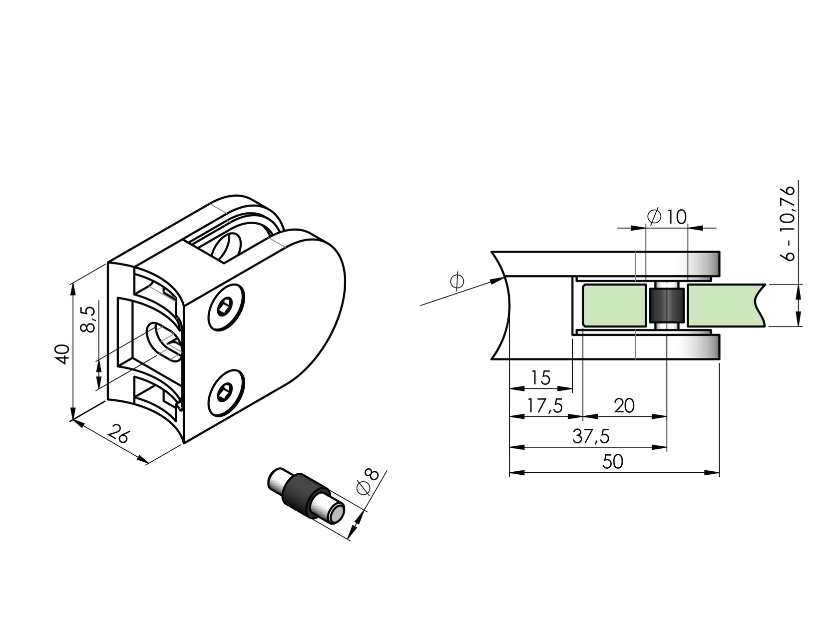 Držák výplně skla