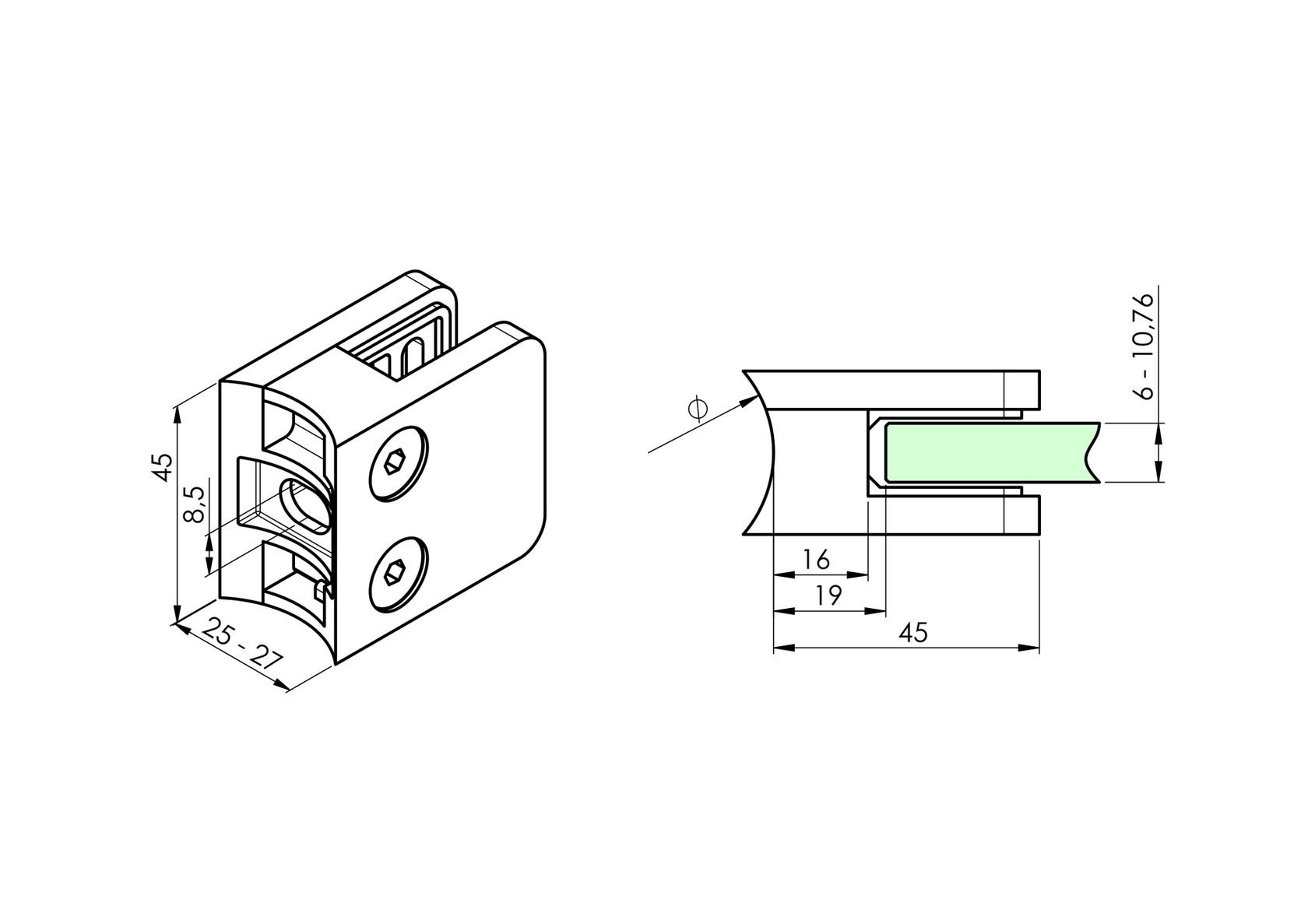 Držák výplně skla