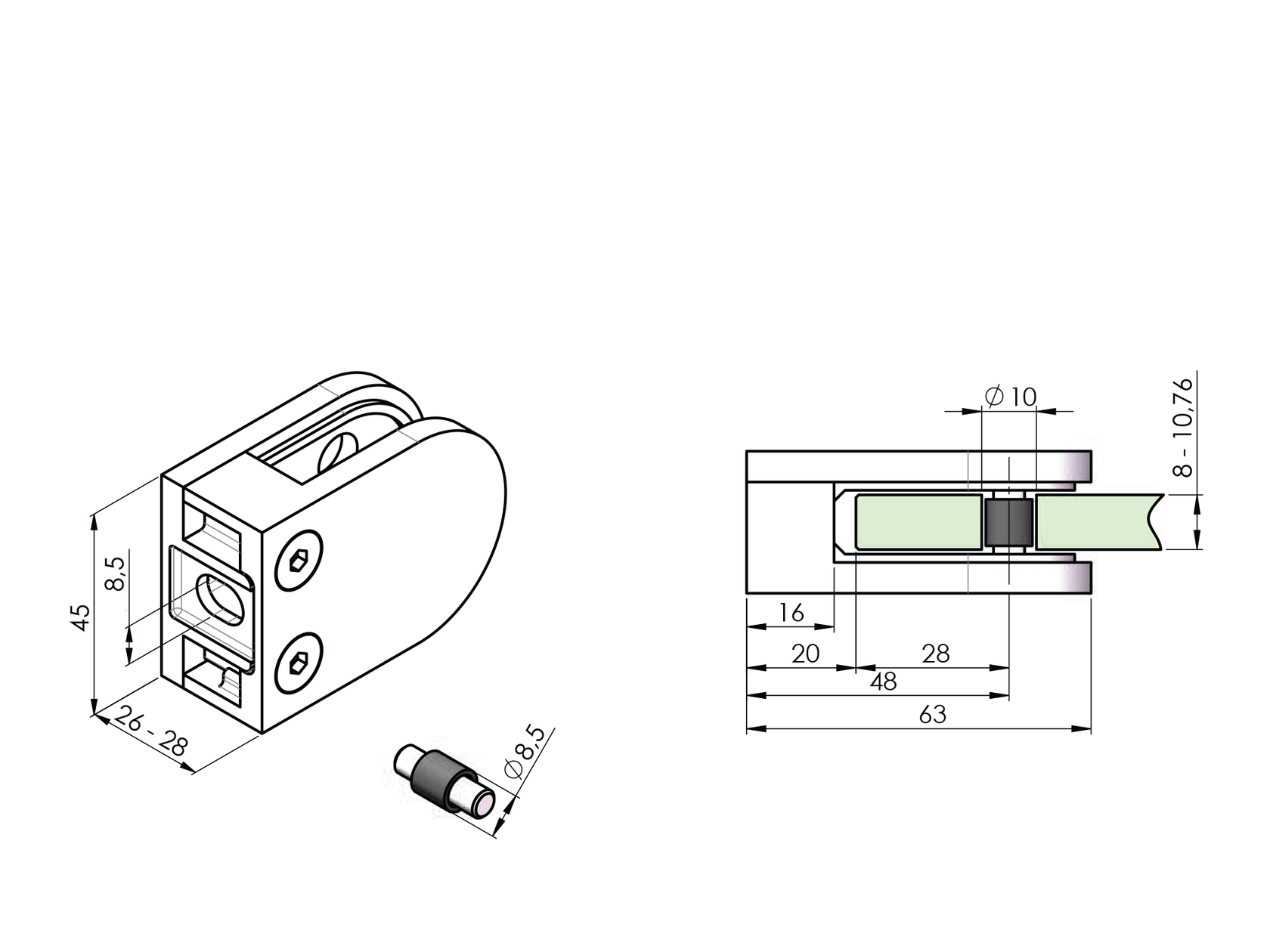 Držák výplně skla