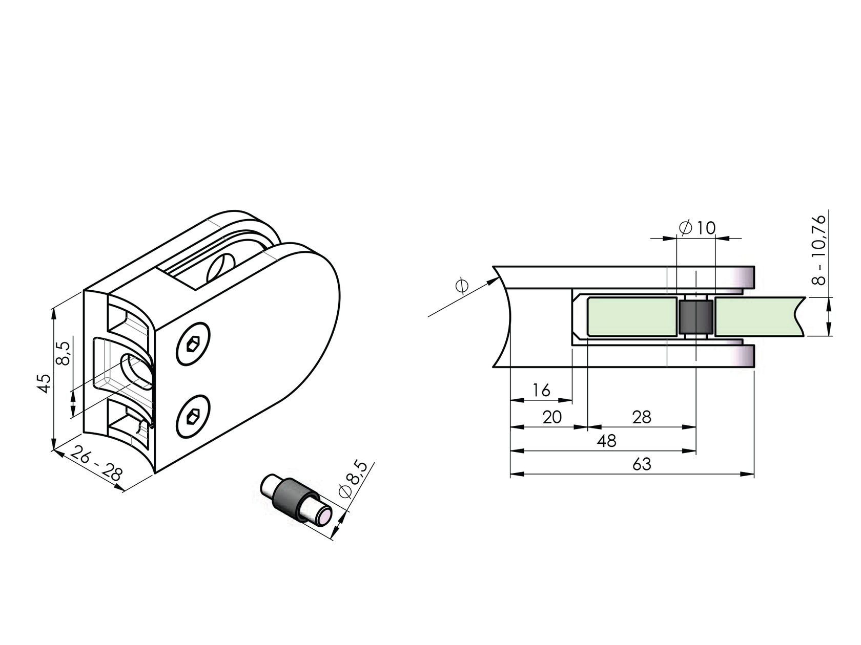 Držák výplně skla