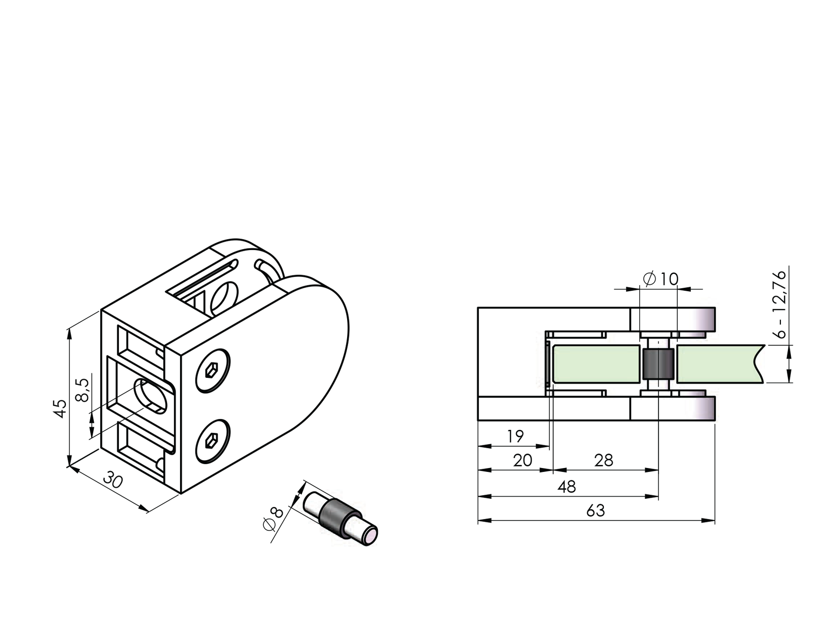 Držák výplně skla