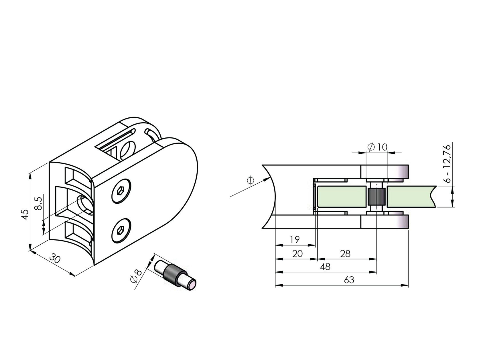 Držák výplně skla