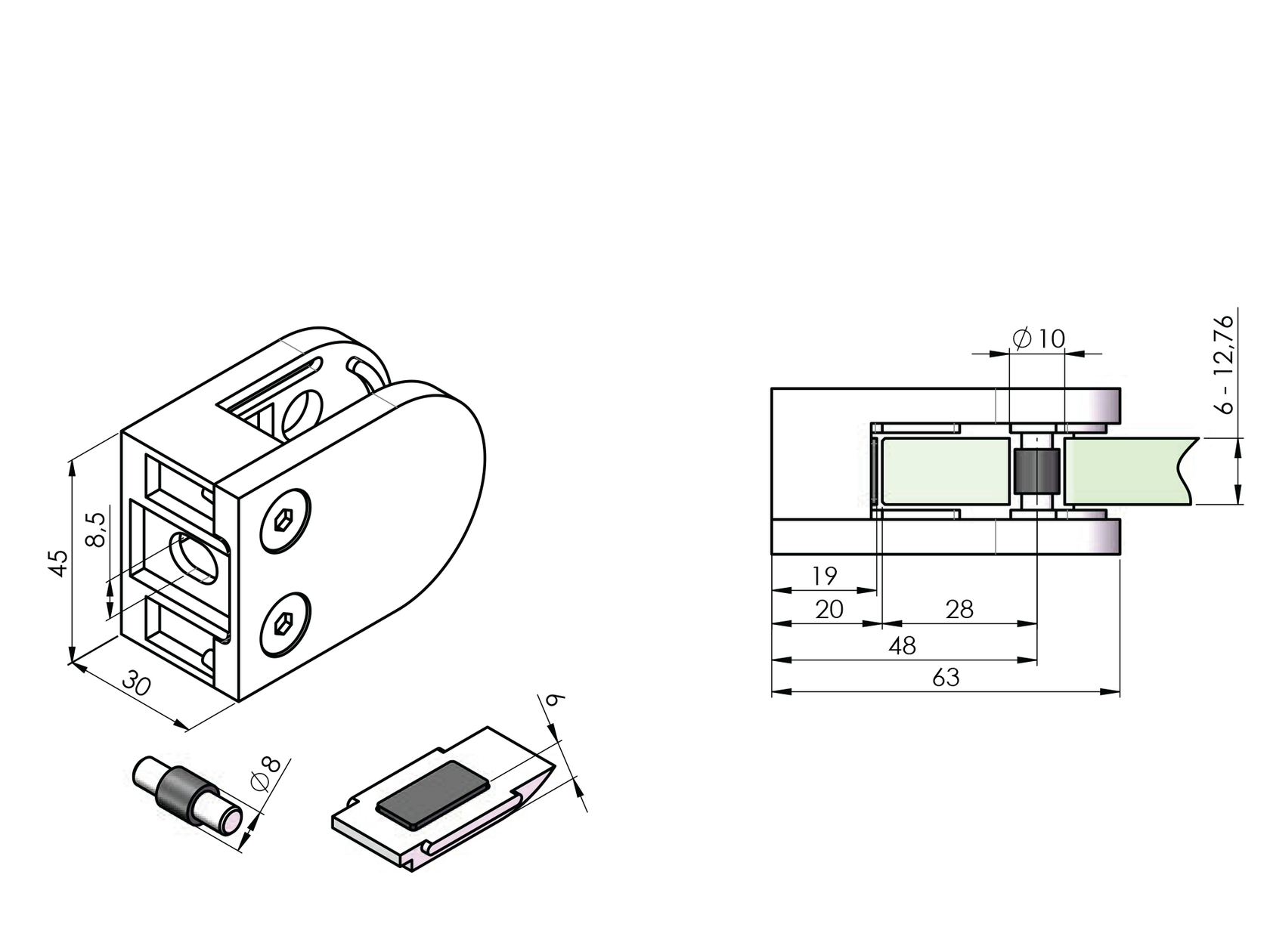 Držák výplne skla