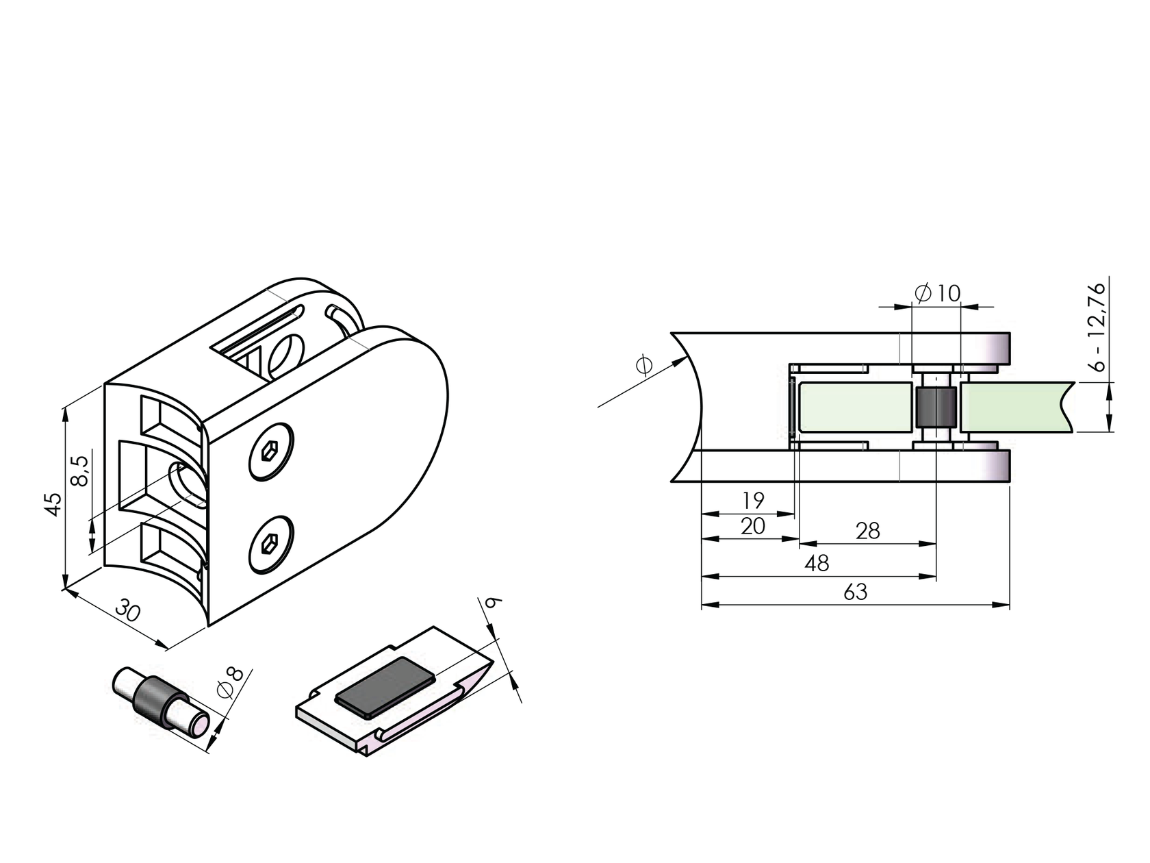 Držák výplně skla