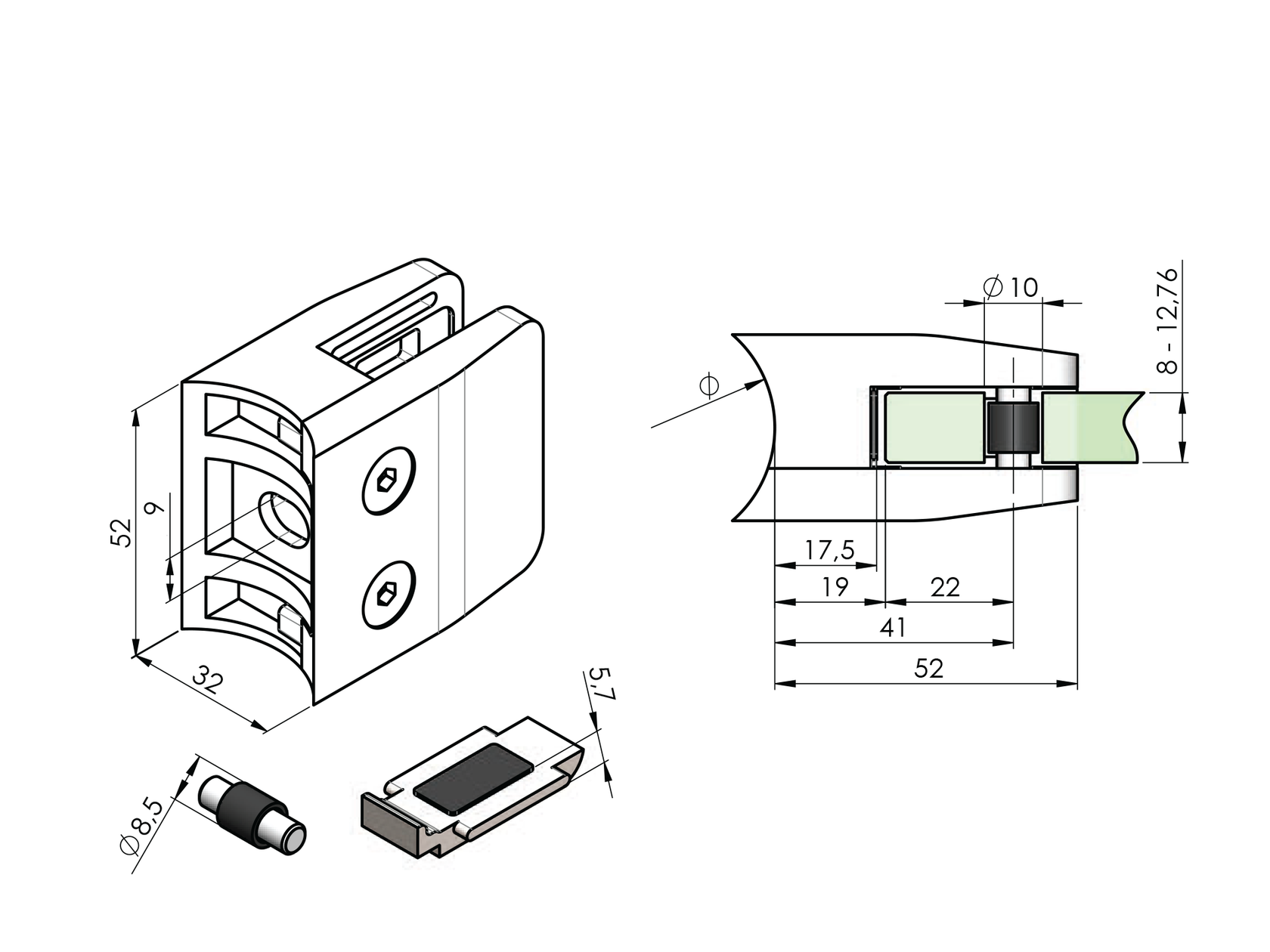 Držák výplně skla