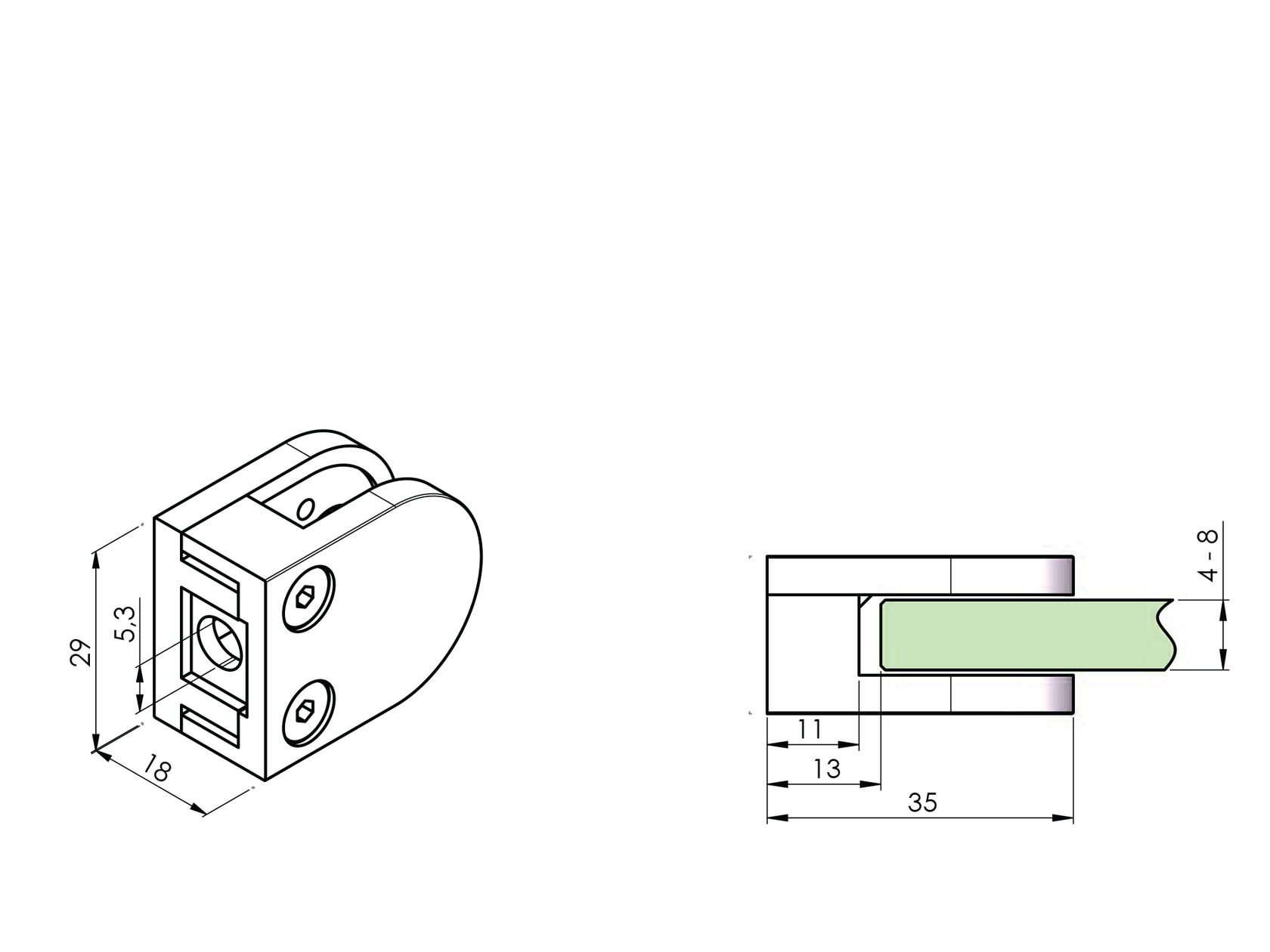 Držák výplně skla