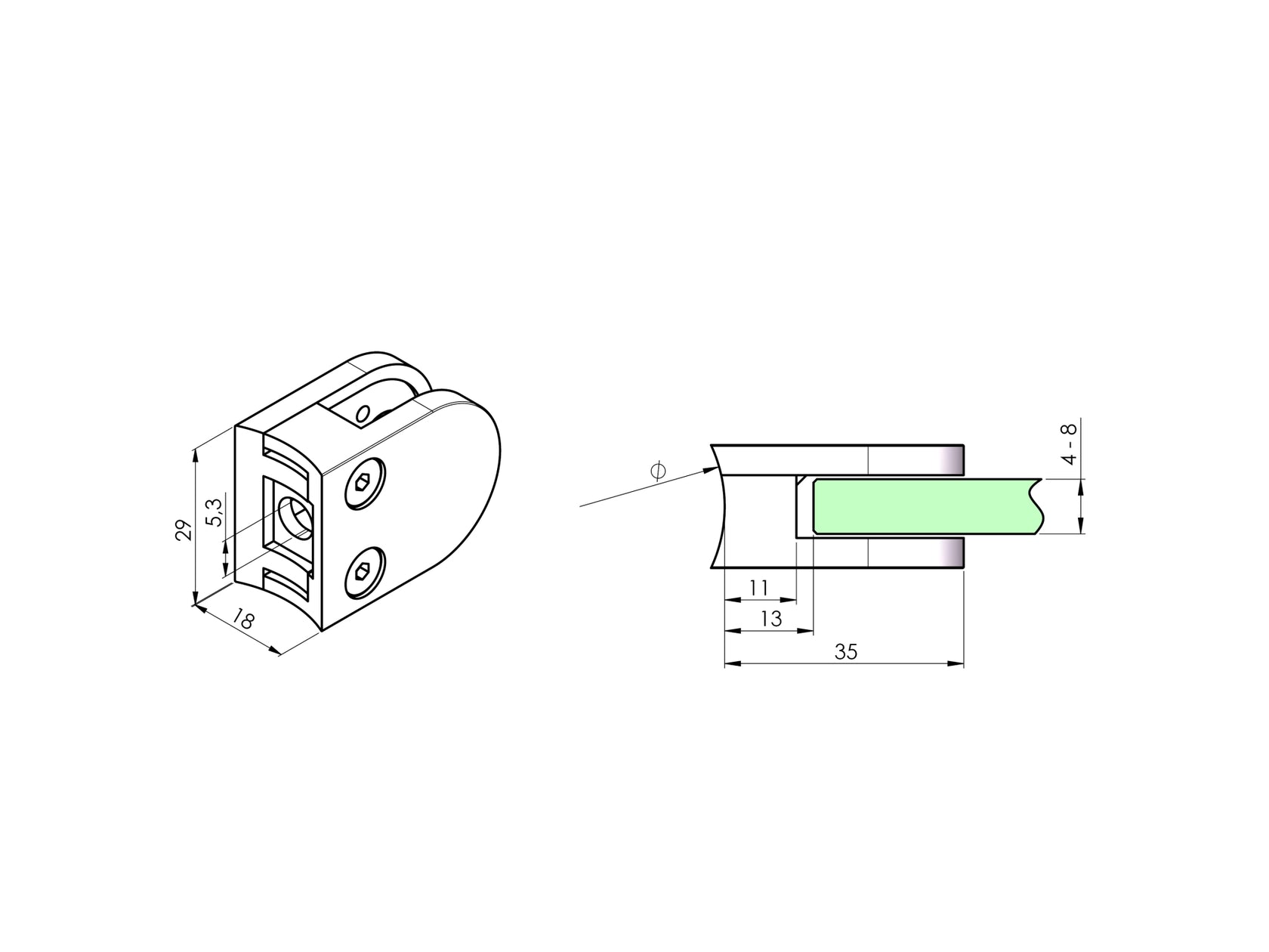 Držák výplně skla