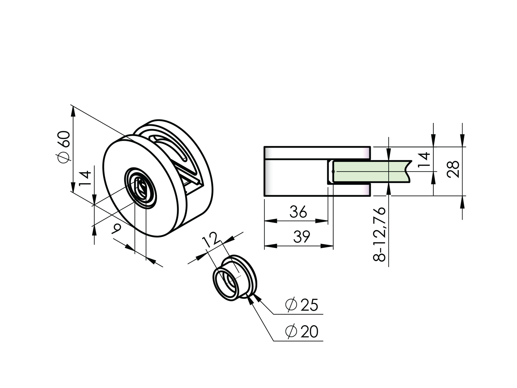 Držák skla pro zábradlí