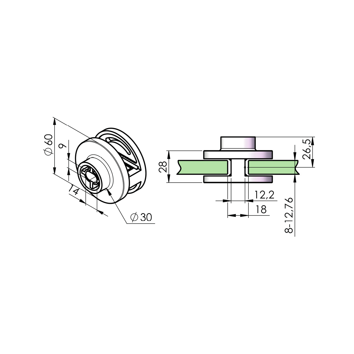Držák skla pro zábradlí