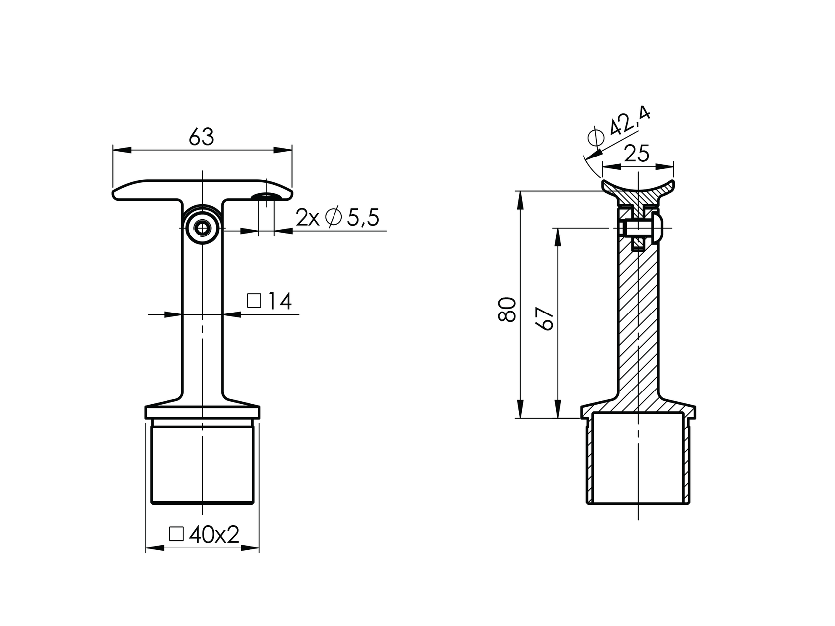 Držák madla na sloupek